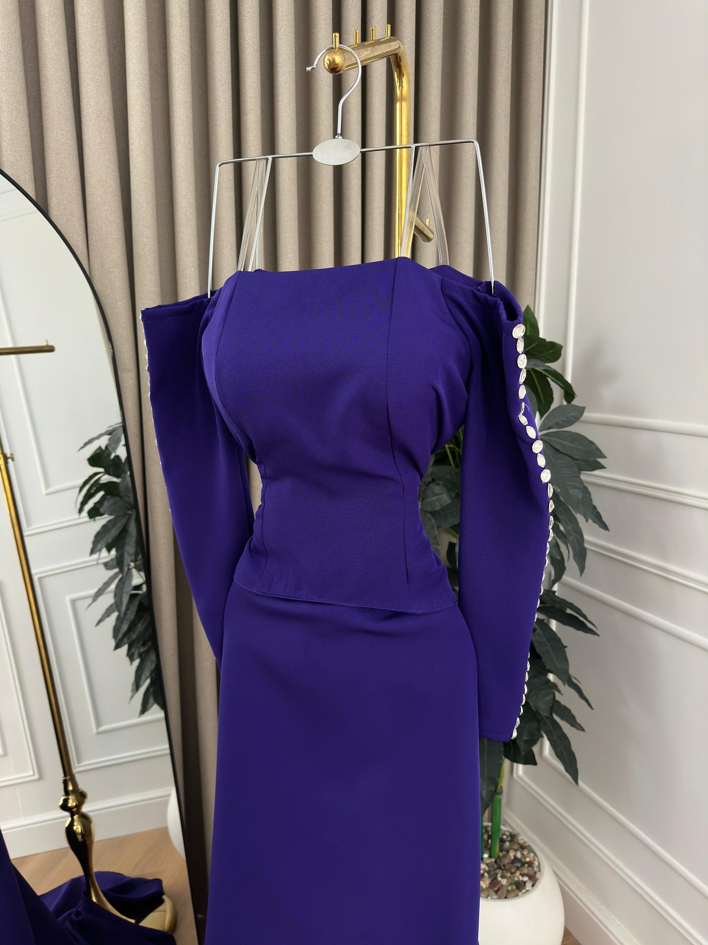 فستان ارجواني اوف شولدر