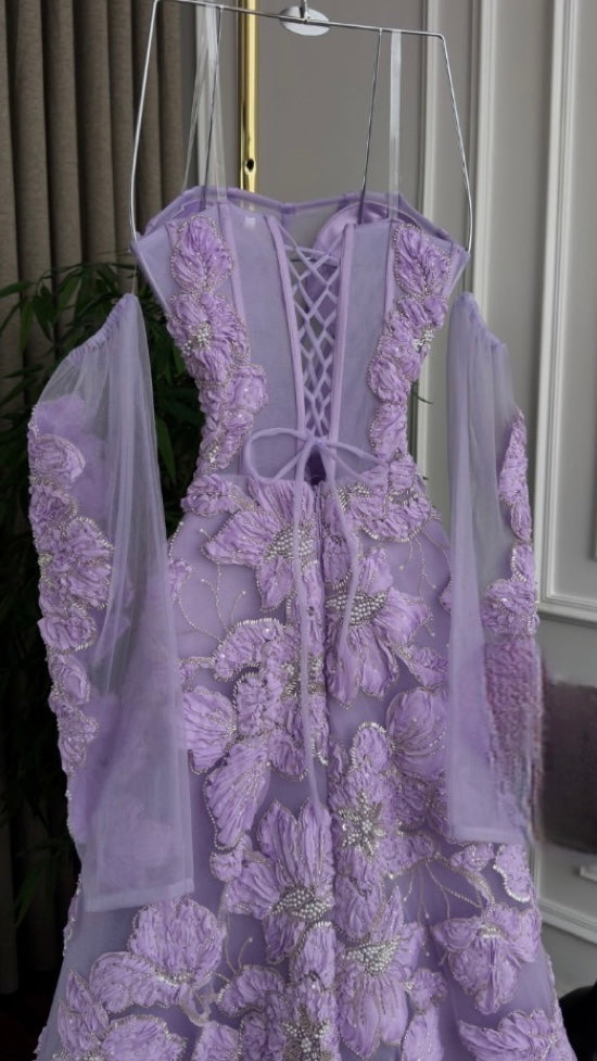 فستان ورد بنفسجي
