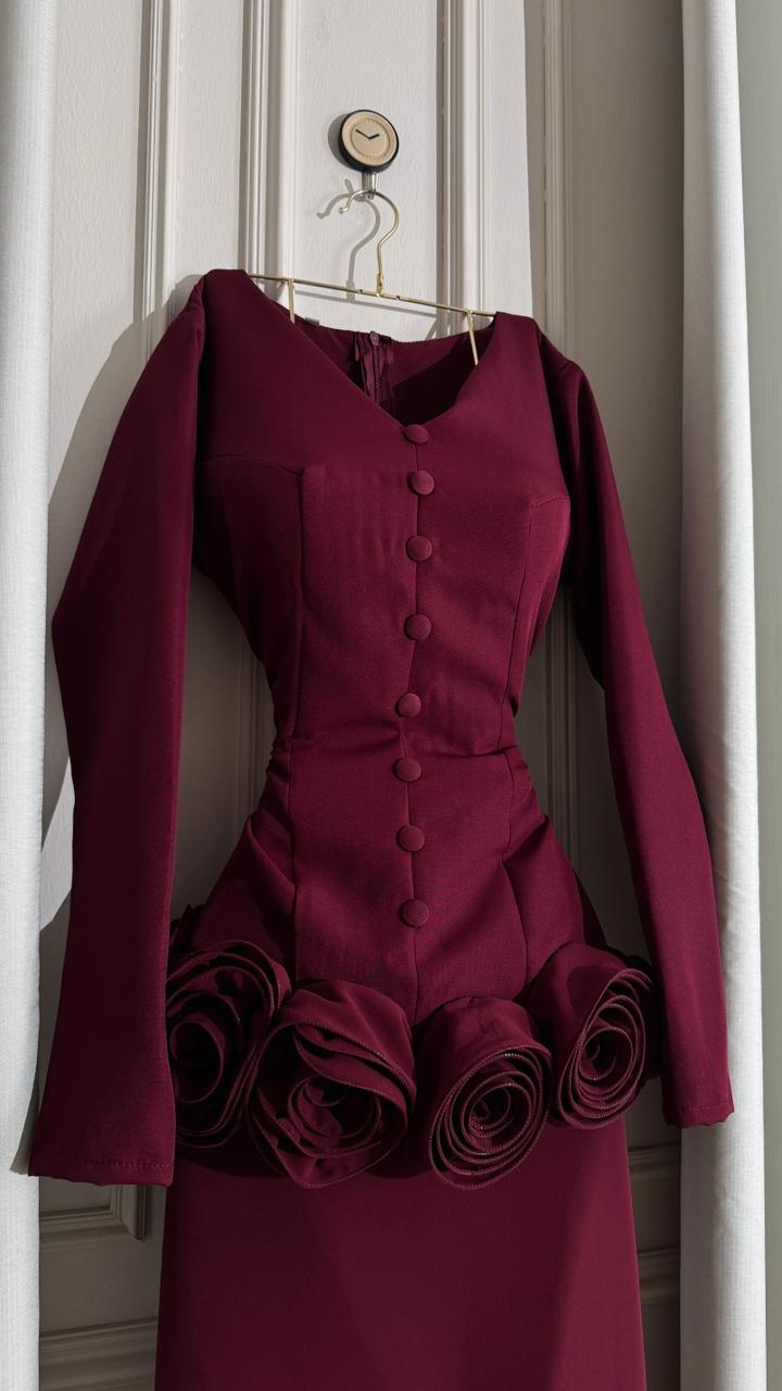 فستان خمري بزهر جذاب