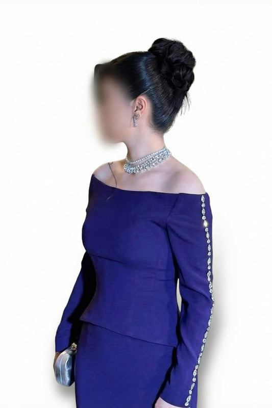 فستان ارجواني اوف شولدر