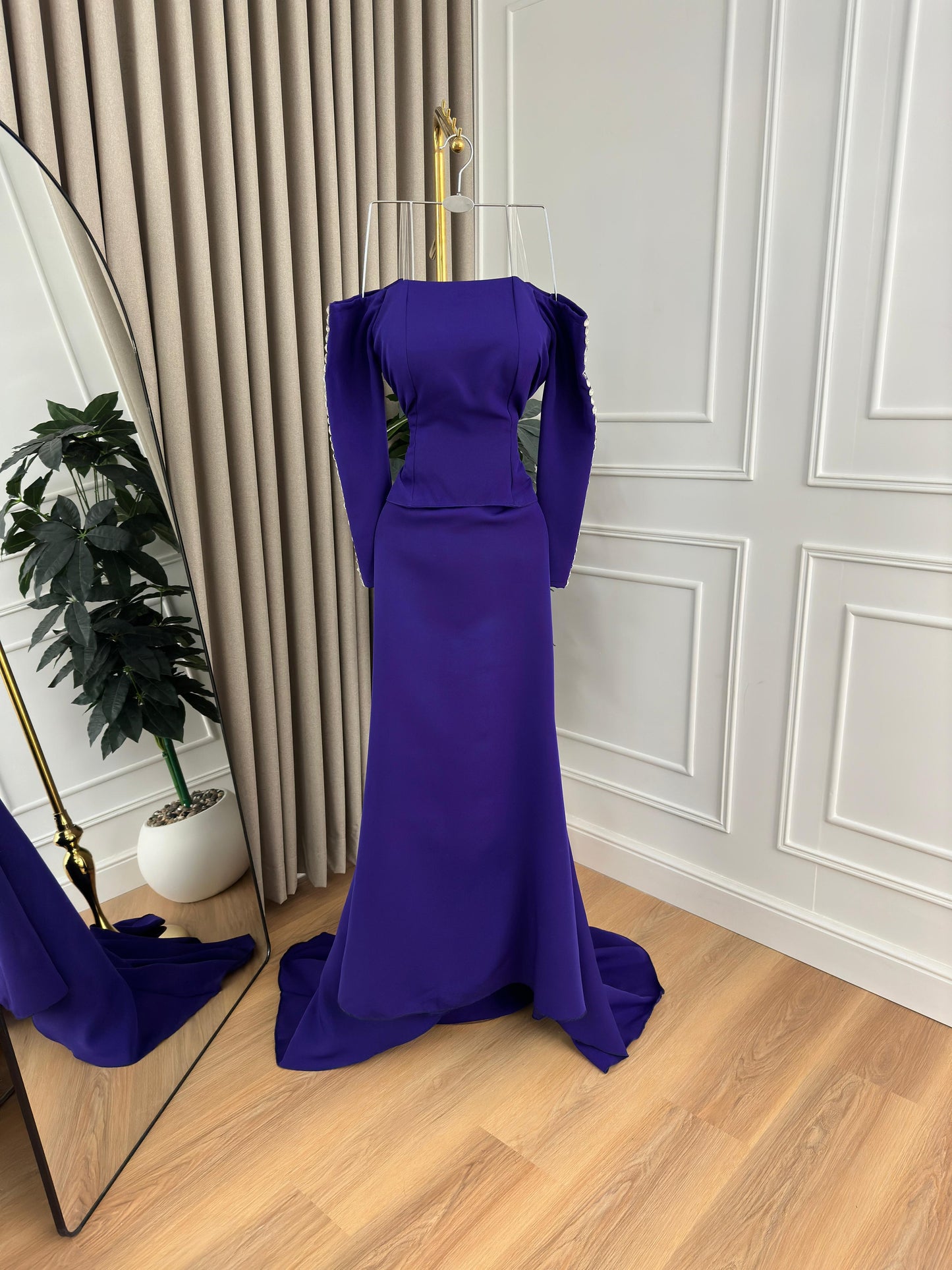 فستان ارجواني اوف شولدر