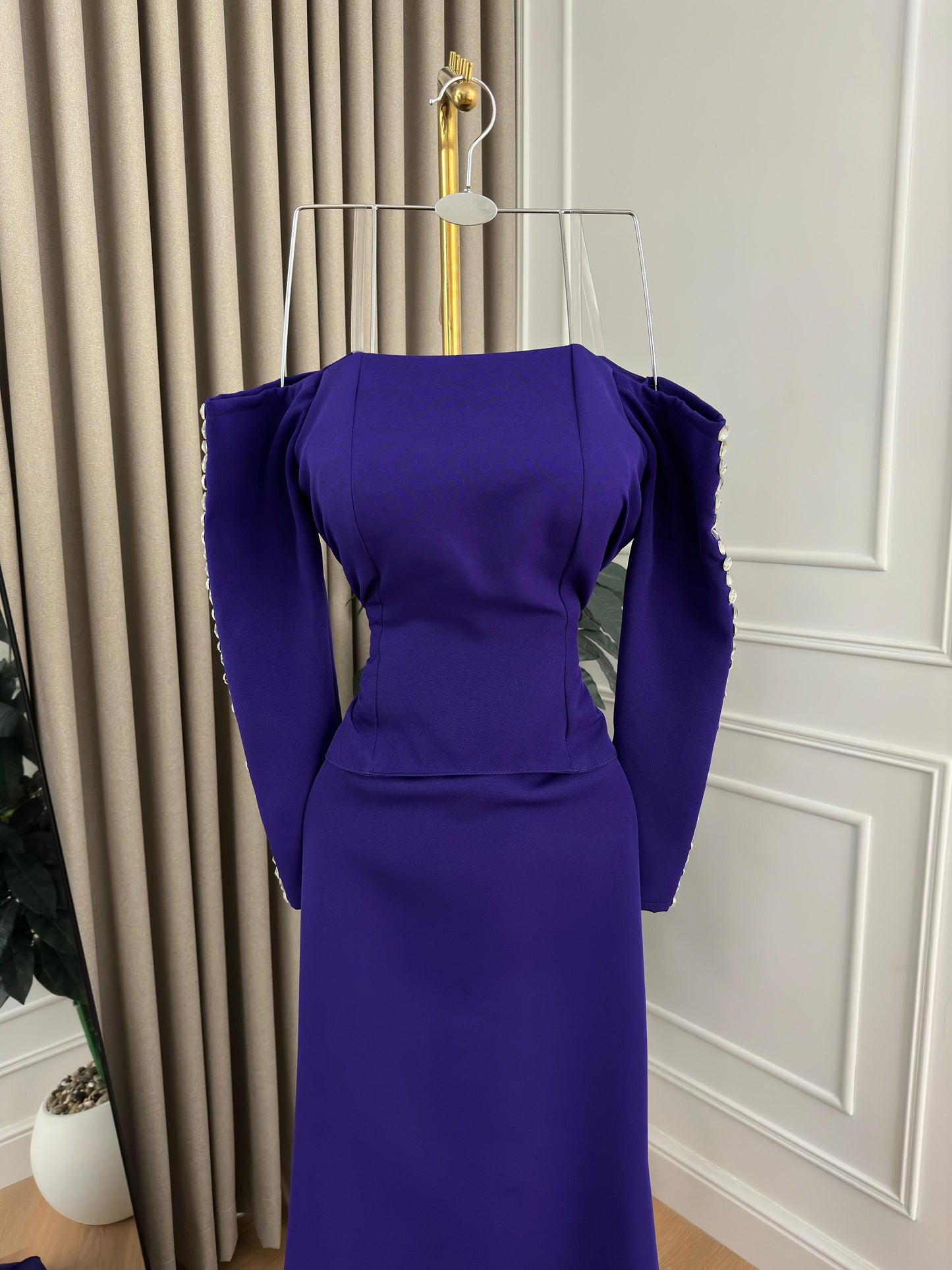 فستان ارجواني اوف شولدر