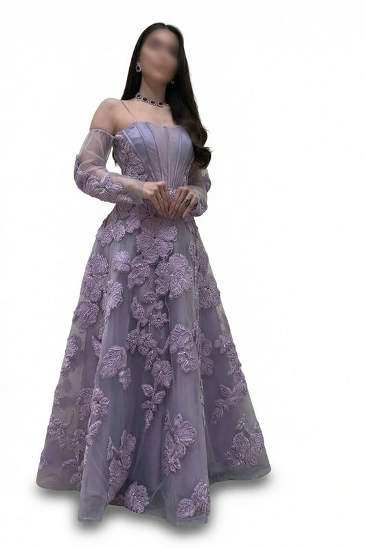 فستان ورد بنفسجي