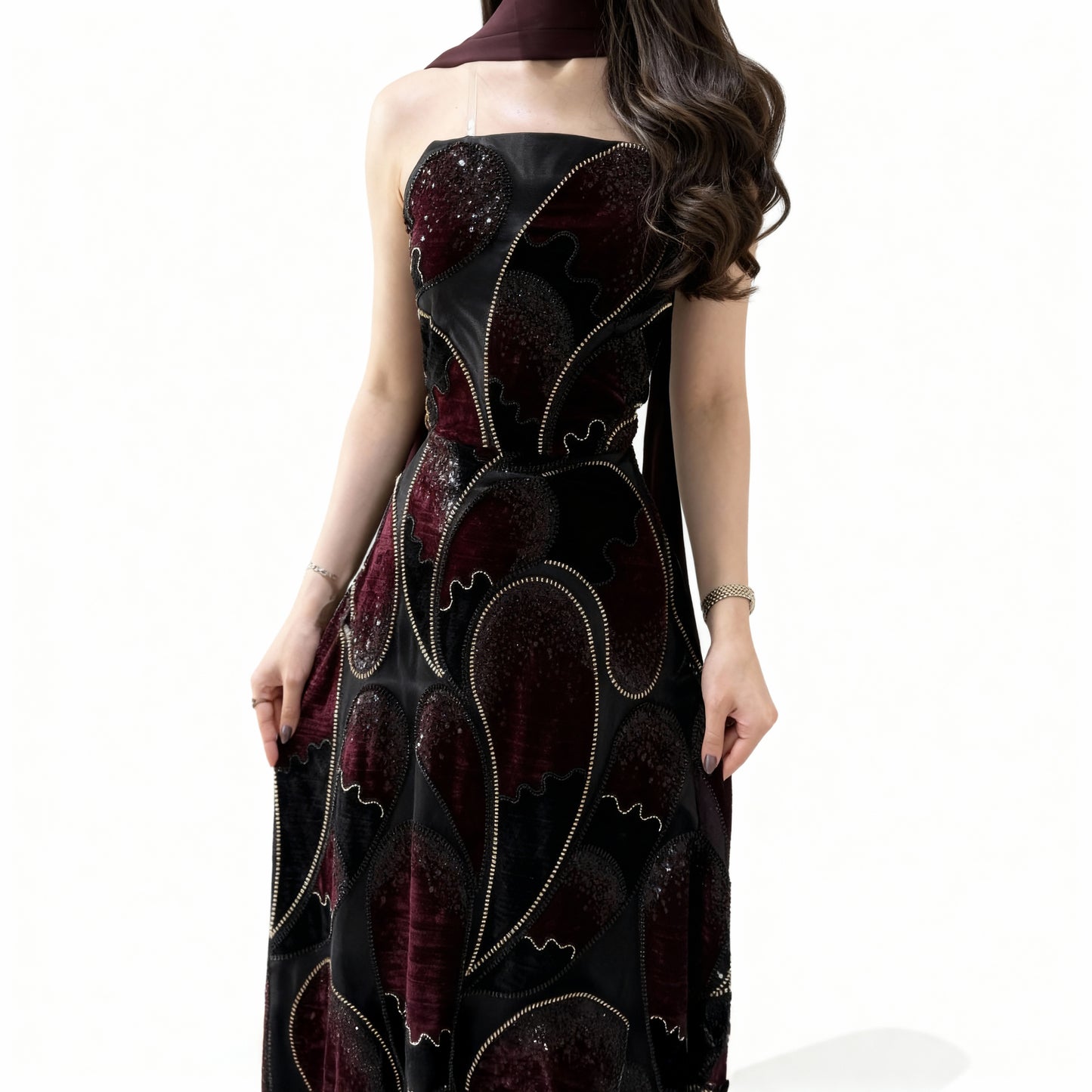 فستان سواريه بشال