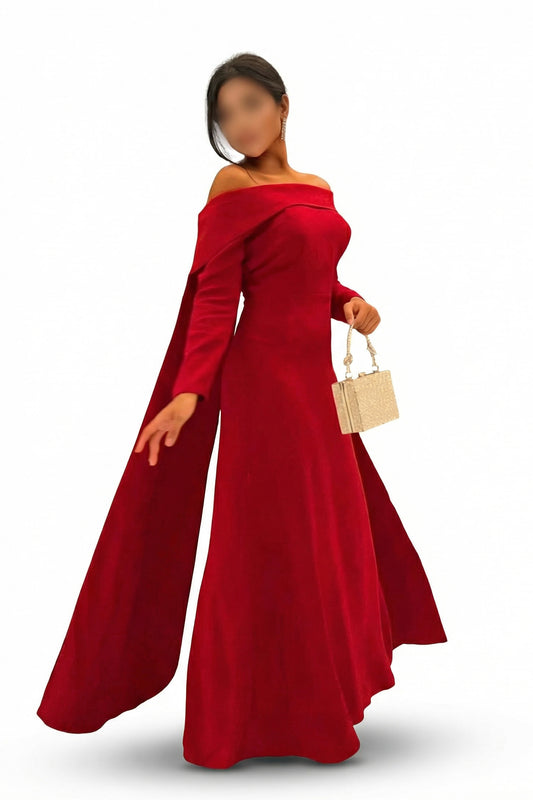 فستان احمر اوف شولدر