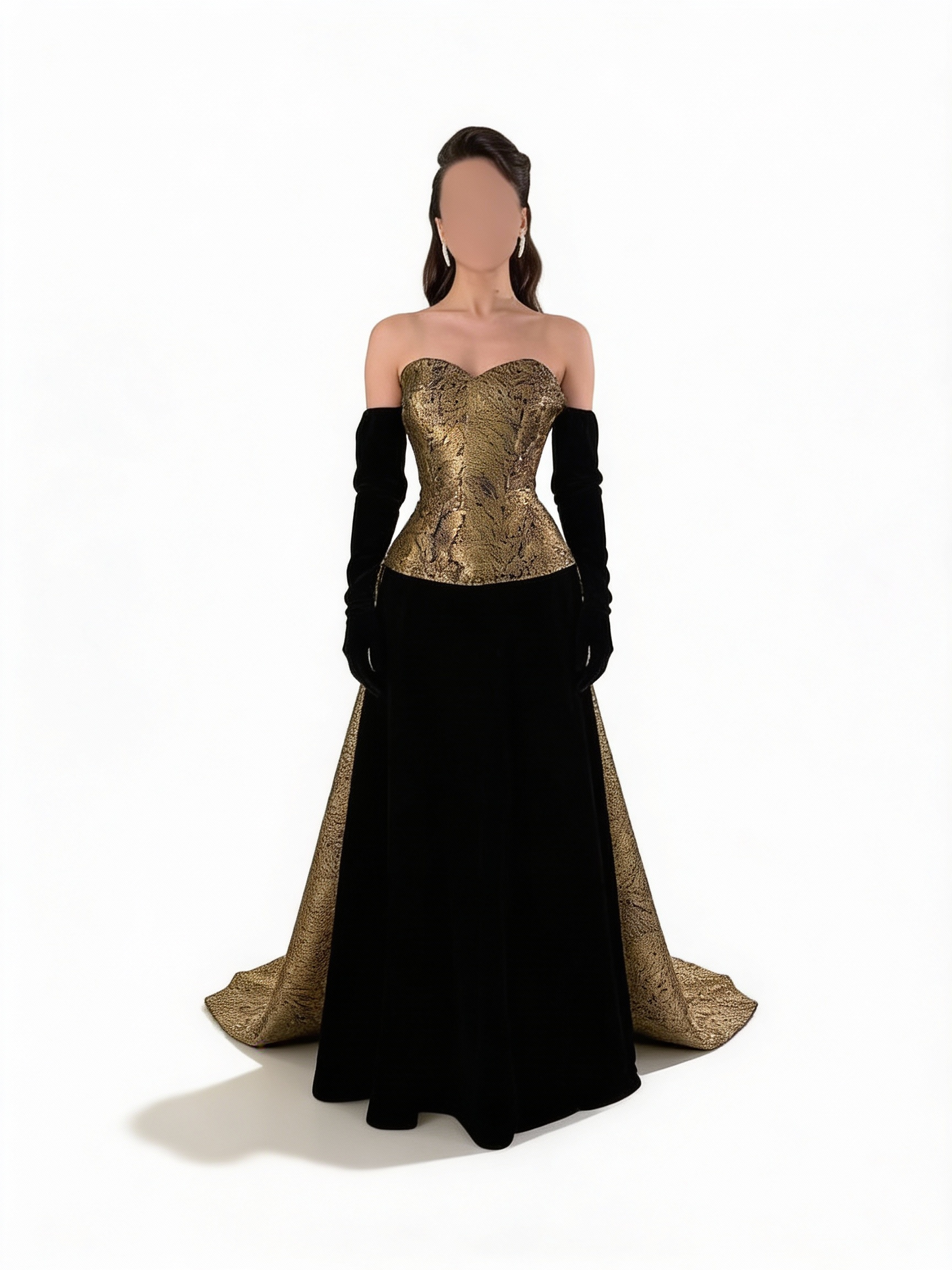 فستان ذهبي أسود