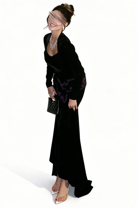 فستان اسود مخمل