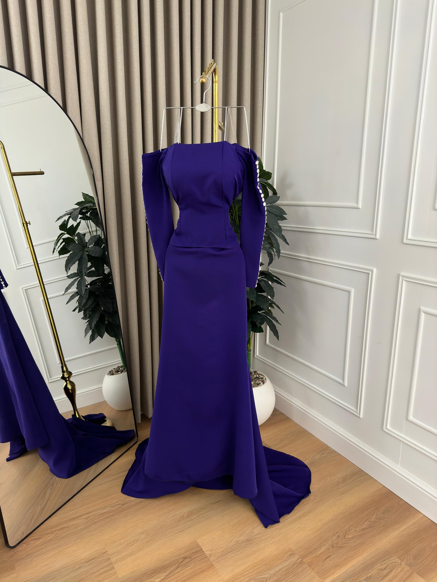 فستان ارجواني اوف شولدر