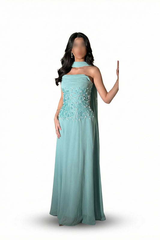 فستان فيروزي فاتح