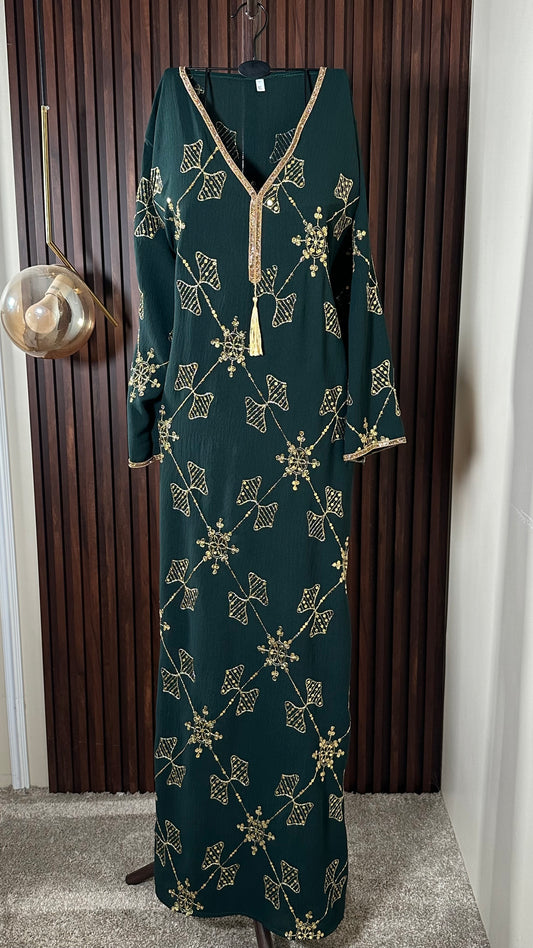 جلابيّة أخضر ذهب