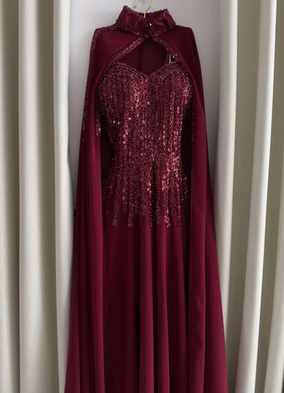 فستان حوامل أحمر كرستال