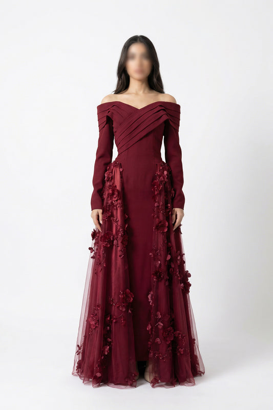 فستان سهرة احمر