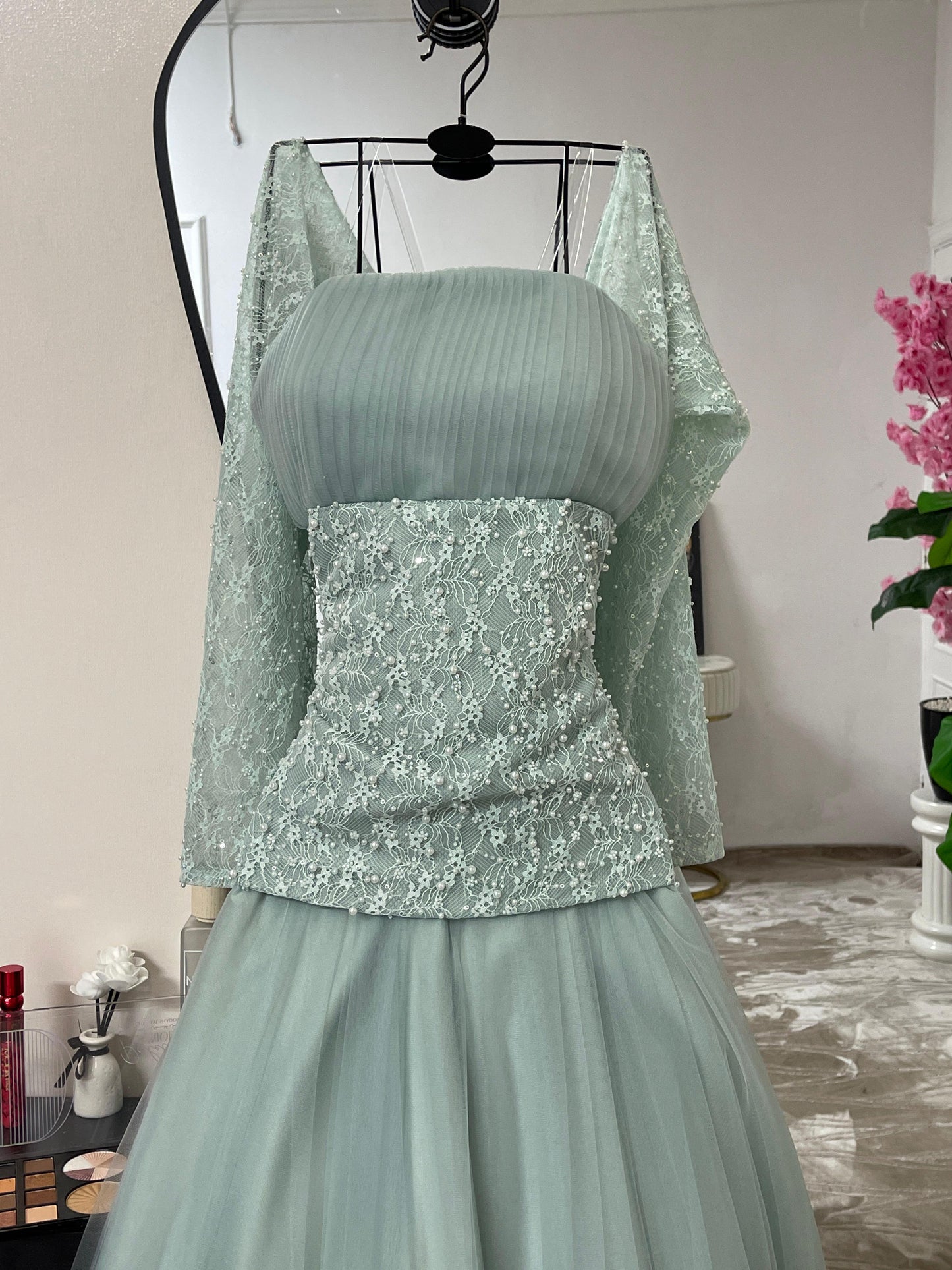 فستان سهرة فيروزي