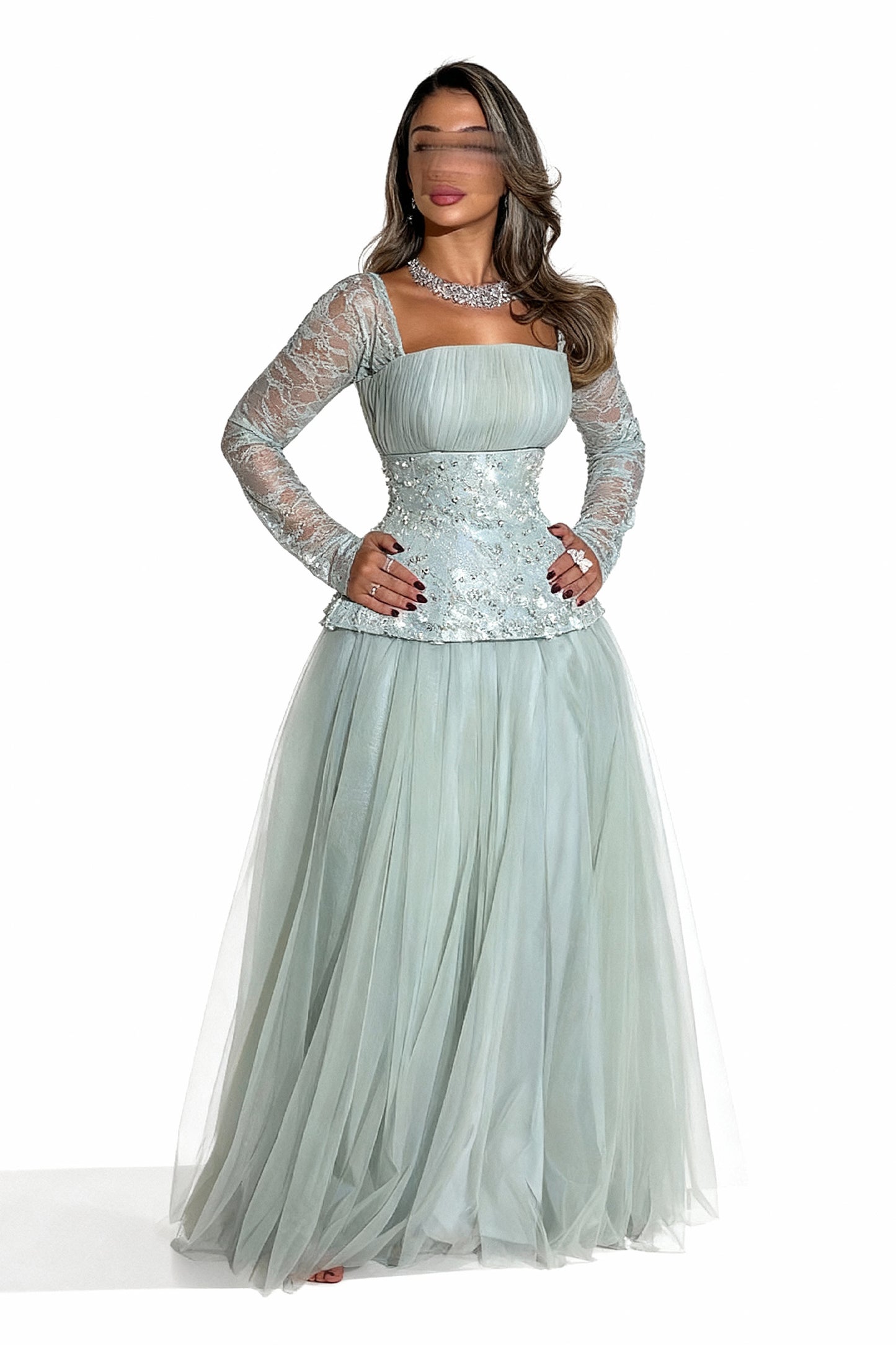 فستان سهرة فيروزي