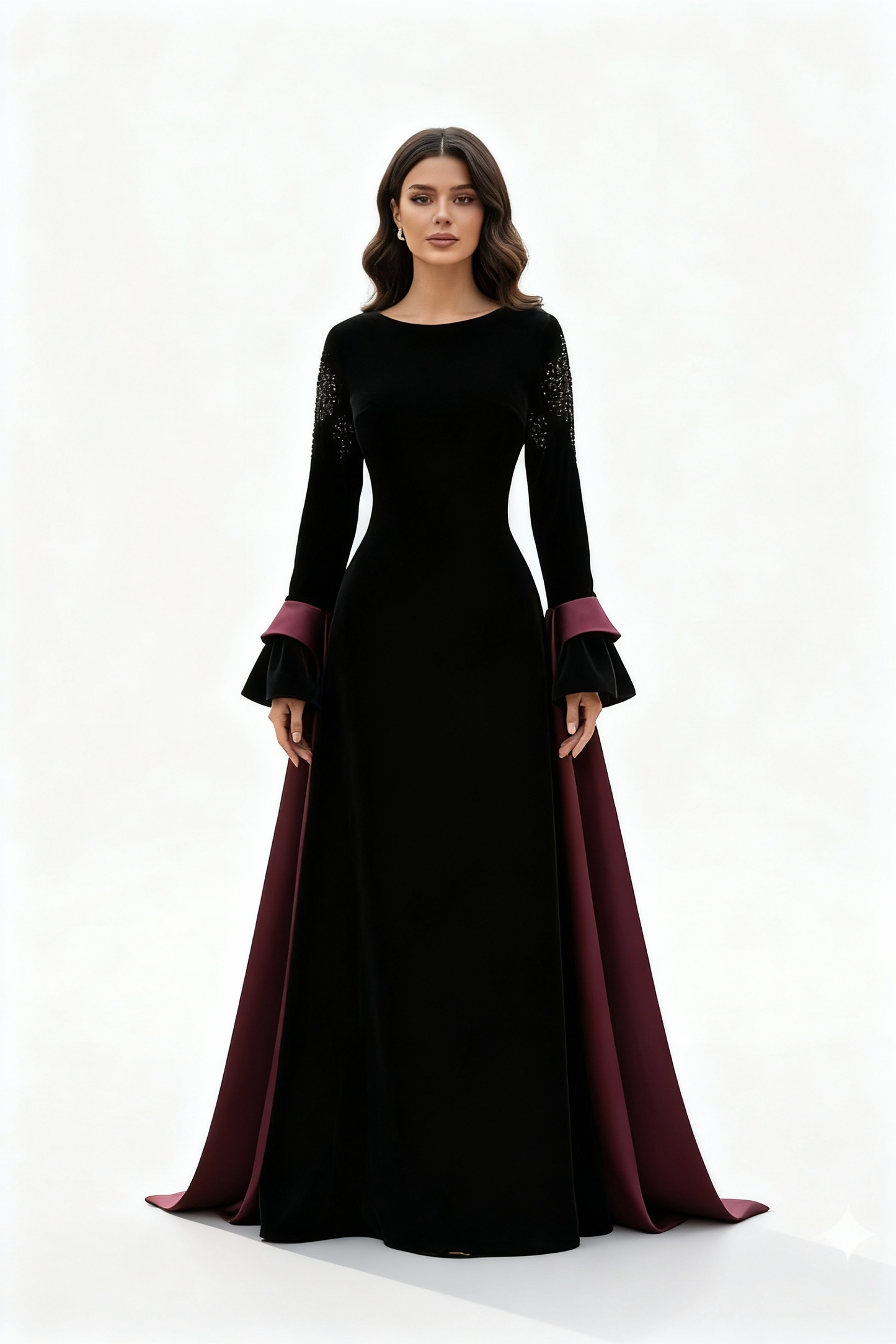 فستان أسود مخملي