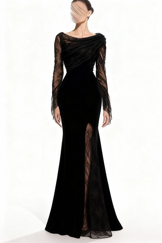 فستان أسود بلفة الدانتيل