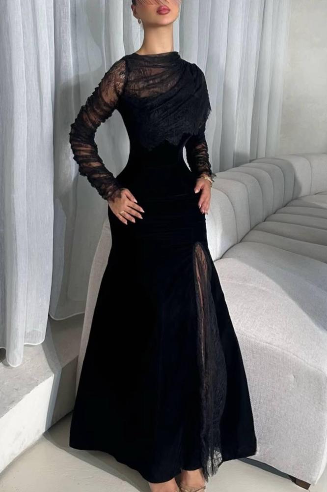 فستان أسود بلفة الدانتيل