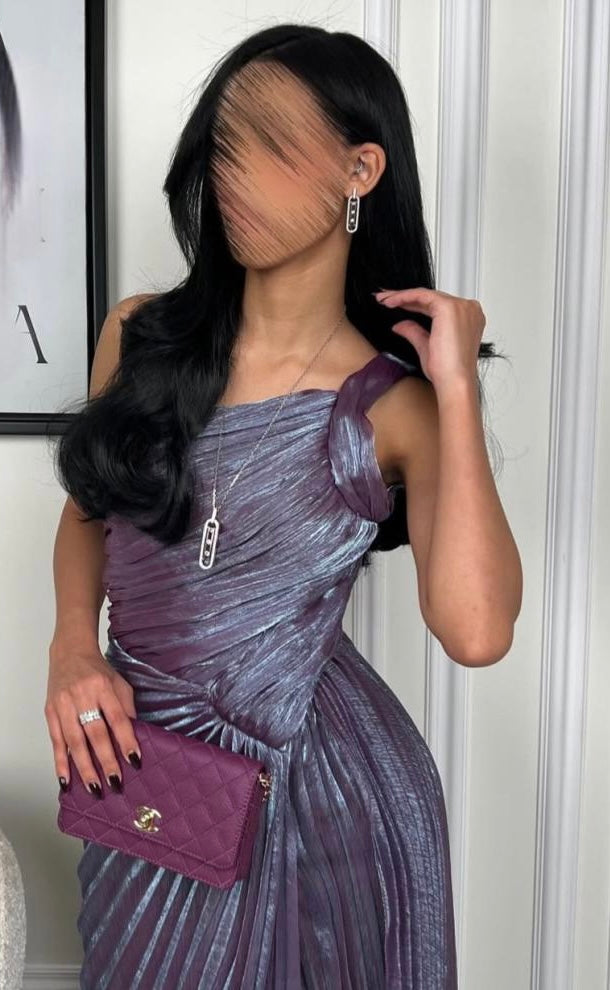 فستان سهرة موف أنيق جذاب ولامع