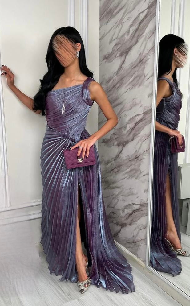 فستان سهرة موف أنيق جذاب ولامع