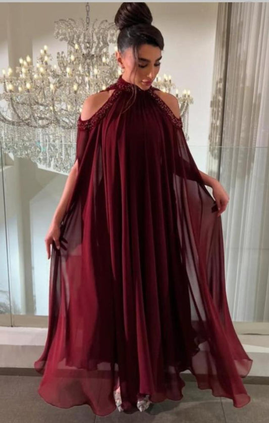 فستان حوامل بورغندي