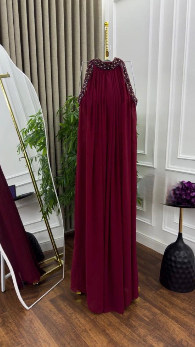 فستان حوامل بورغندي