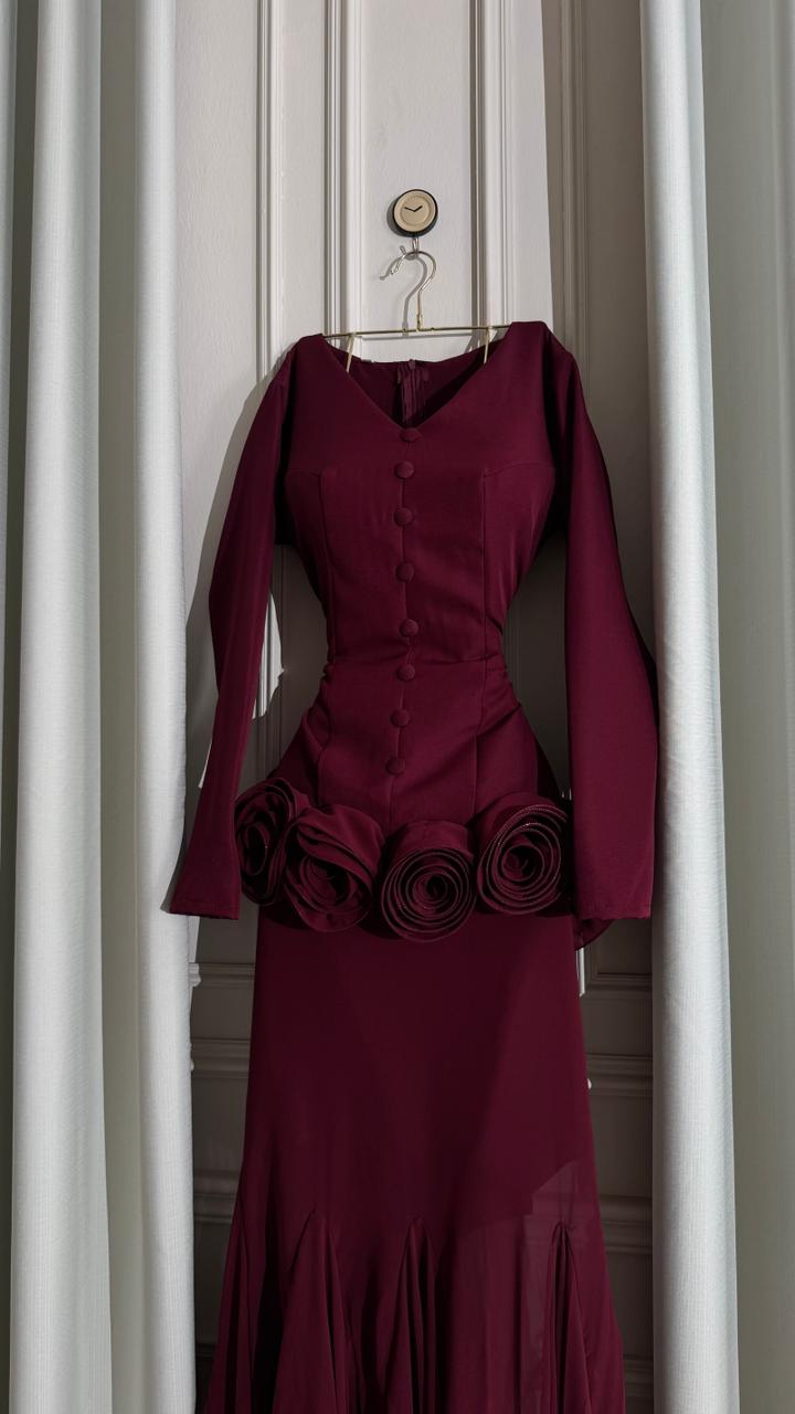 فستان خمري بزهر جذاب