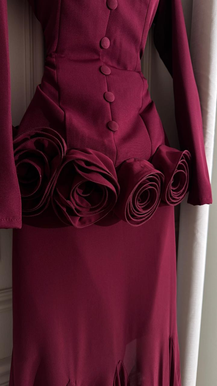 فستان خمري بزهر جذاب