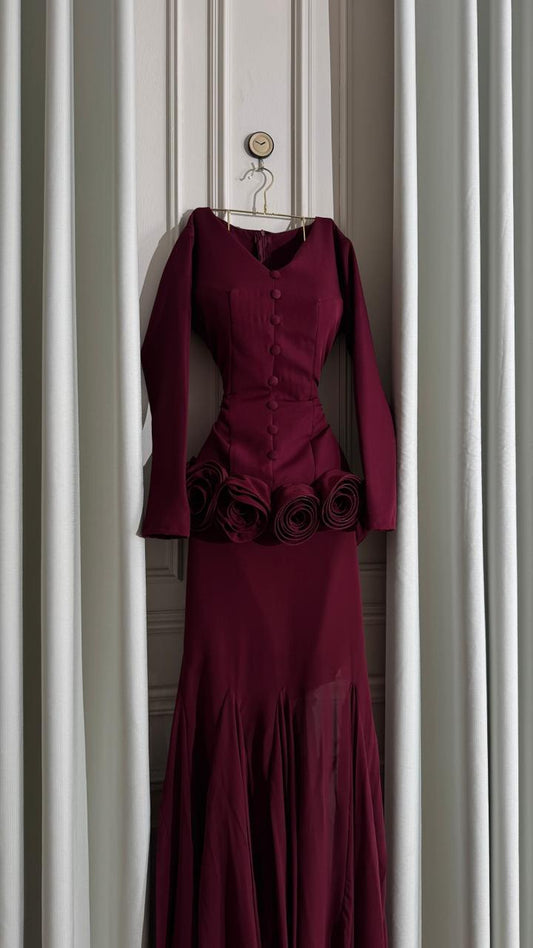 فستان خمري بزهر جذاب