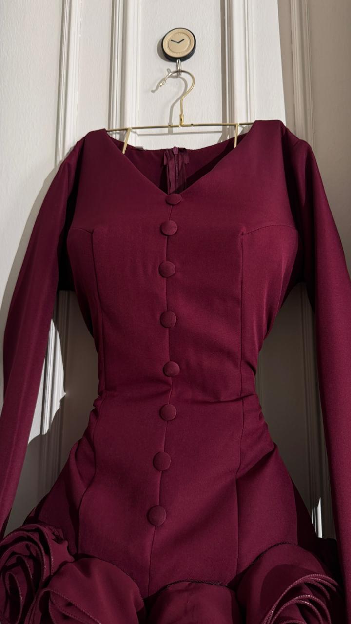 فستان خمري بزهر جذاب