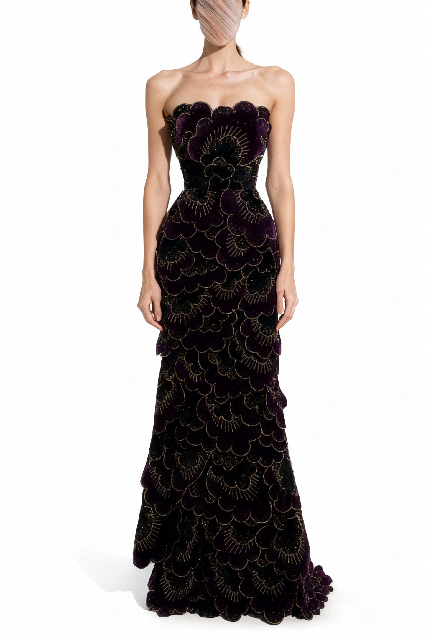 فستان بتطريز مخملي جذاب