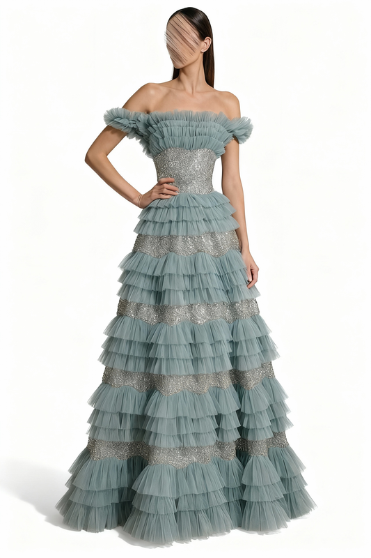 فستان سماوي طبقات