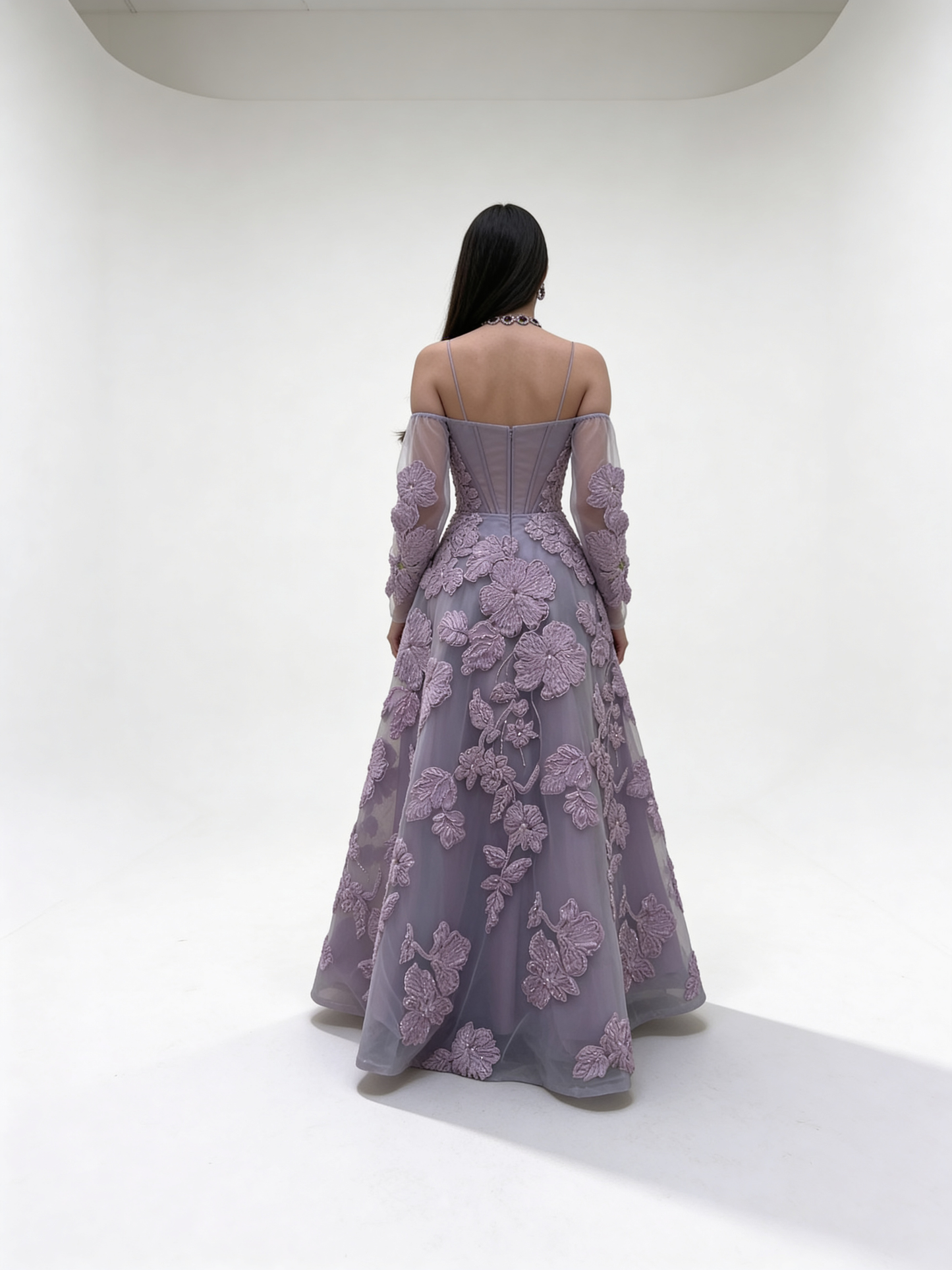 فستان ورد بنفسجي