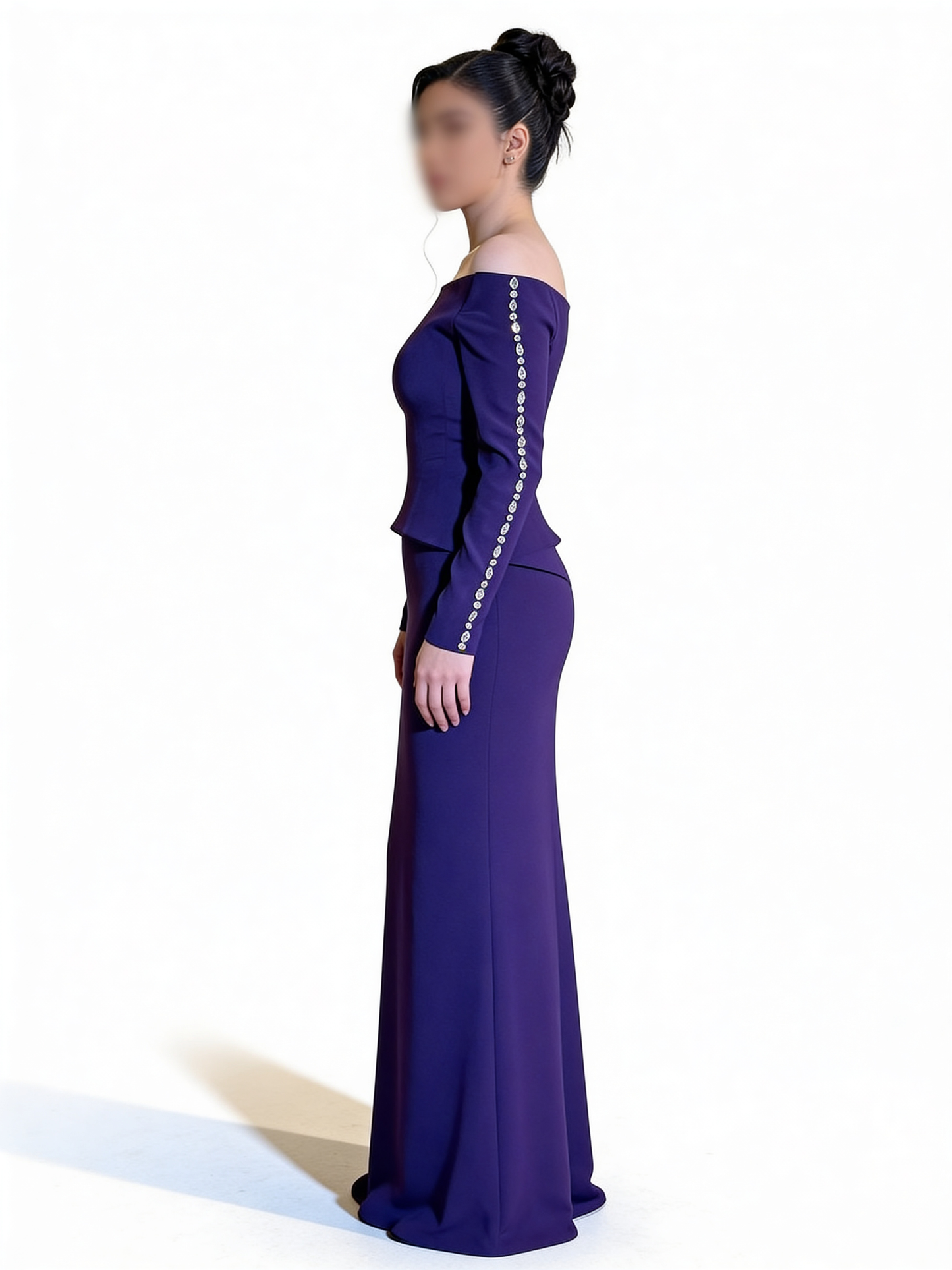 فستان ارجواني اوف شولدر