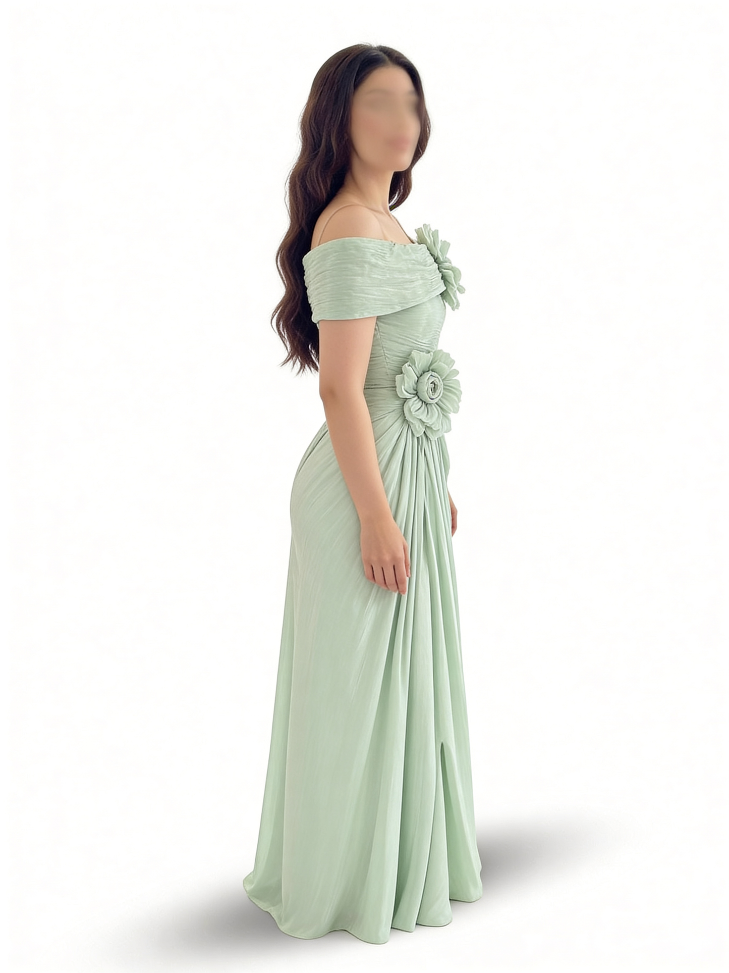 فستان سهرة ورد تفاحي