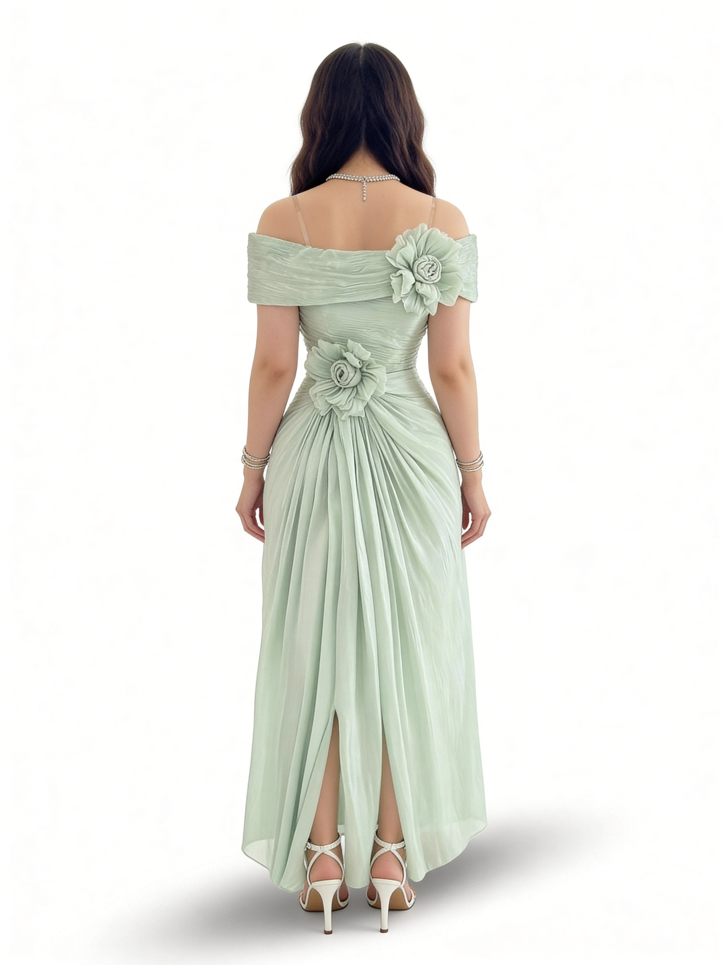 فستان سهرة ورد تفاحي